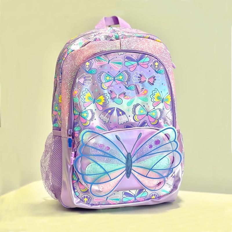 Student backpack Large purple butterfly backpack